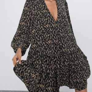 ZARA Animal Print Mini Dress Brown and Black